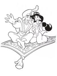 Aladdin și Jasmine pe covor