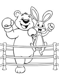 Urs și iepure în ringul de box