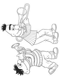 Bert și Ernie cântă la trompetă