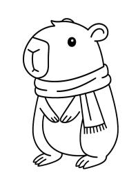 Capibara cu fular de iarnă