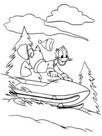 Donald Duck pe snowmobil