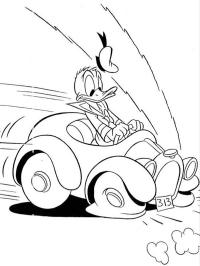 Donald Duck frânează cu maşina