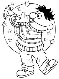 Ernie cântă la trompetă