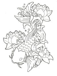 Tatuaj Lotus și Pește Koi