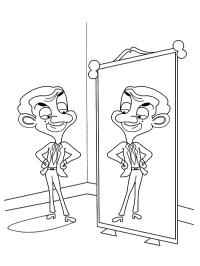 Mr. Bean se uită în oglindă