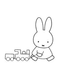 Miffy trage un tren de jucărie