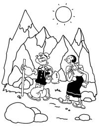 Popeye și Olivia merg pe munte
