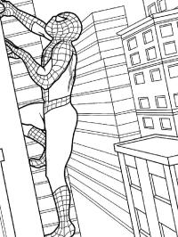Spiderman se cațără pe clădire