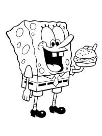 SpongeBob mănâncă hamburger