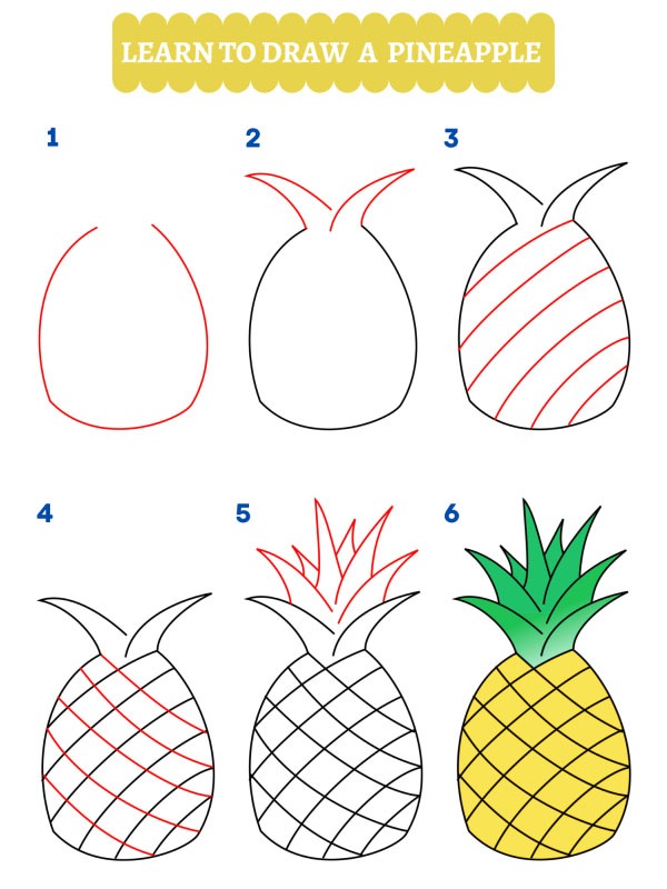 Cum să desenezi un ananas