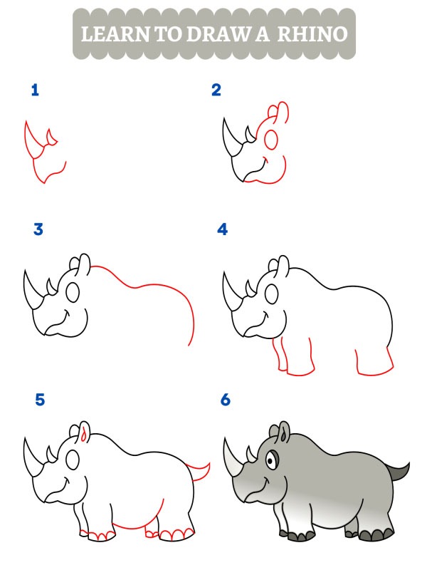 Cum să desenezi un rinocer