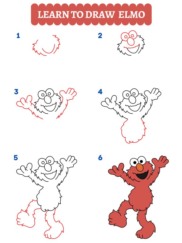 Cum să îl desenezi pe Elmo