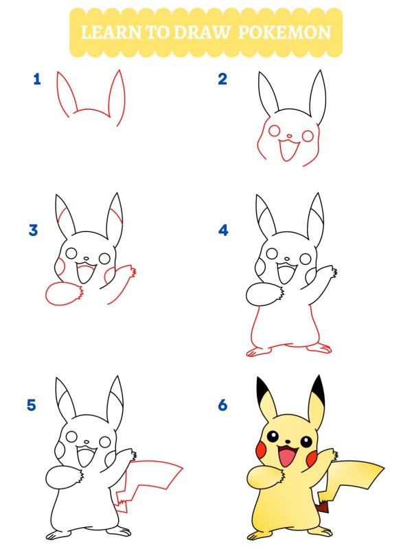 Cum să îl desenezi pe Pikachu