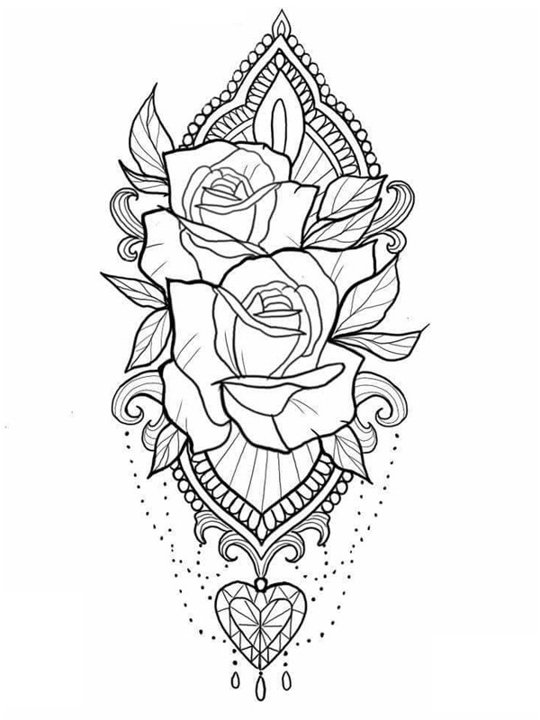 Tatuaj cu trandafiri de colorat