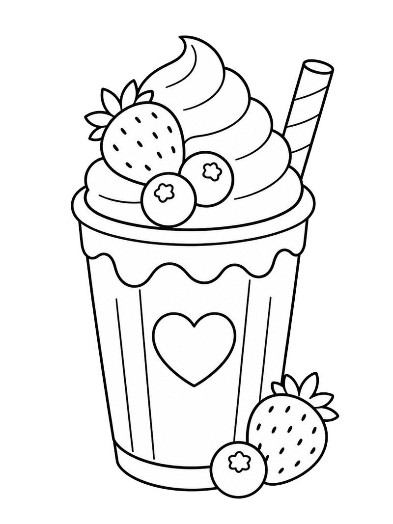 Milkshake cu căpșuni de colorat