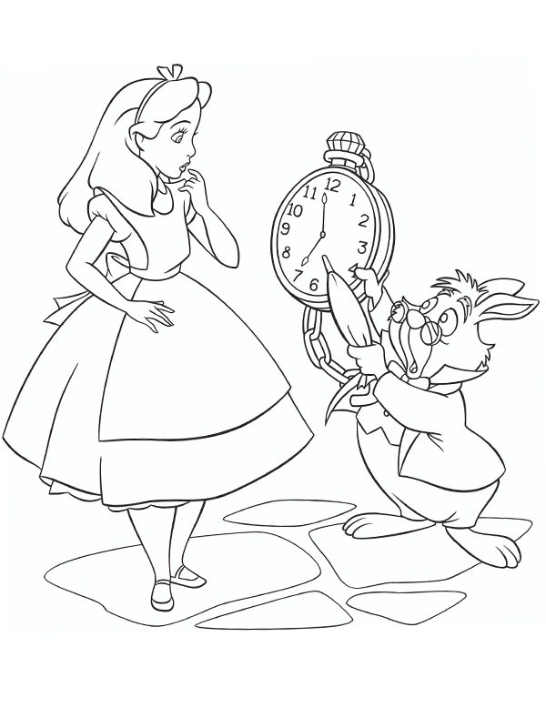 Alice și Iepurașul alb de colorat