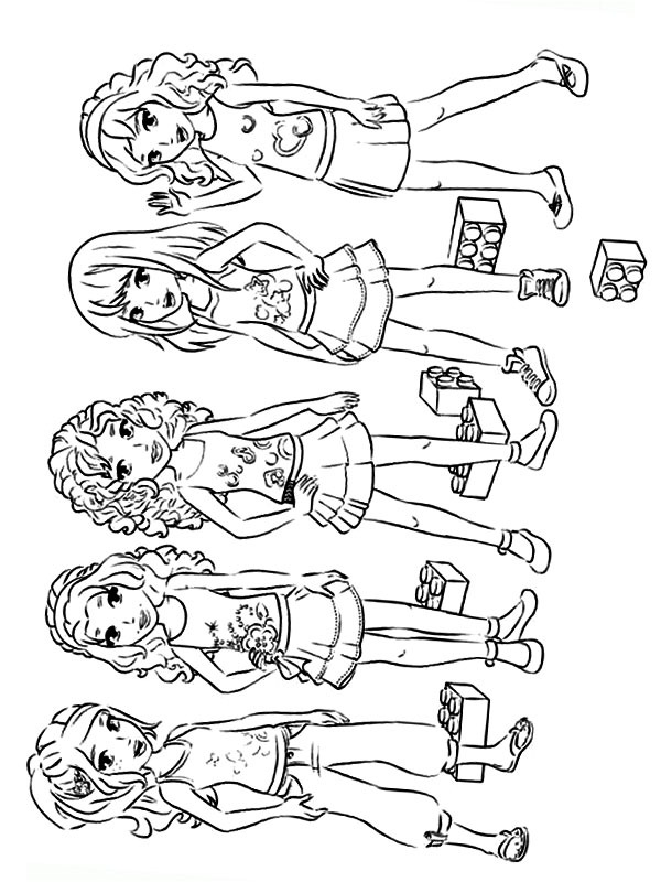 Andrea, Emma, Mia, Olivia şi Stephanie Lego Friends de colorat