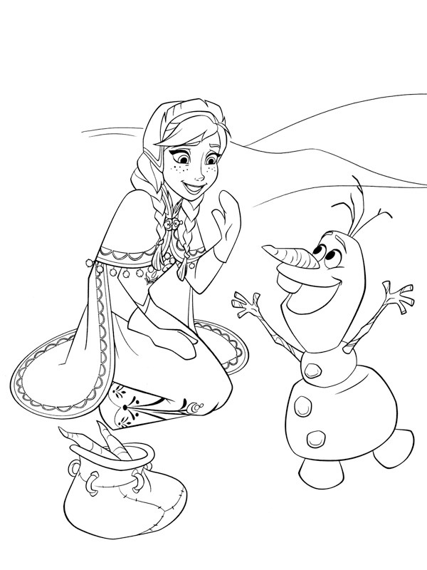 Anna și Olaf (Regatul de gheață) de colorat