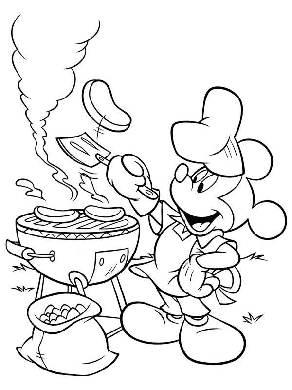 Grătar cu Mickey Mouse de colorat