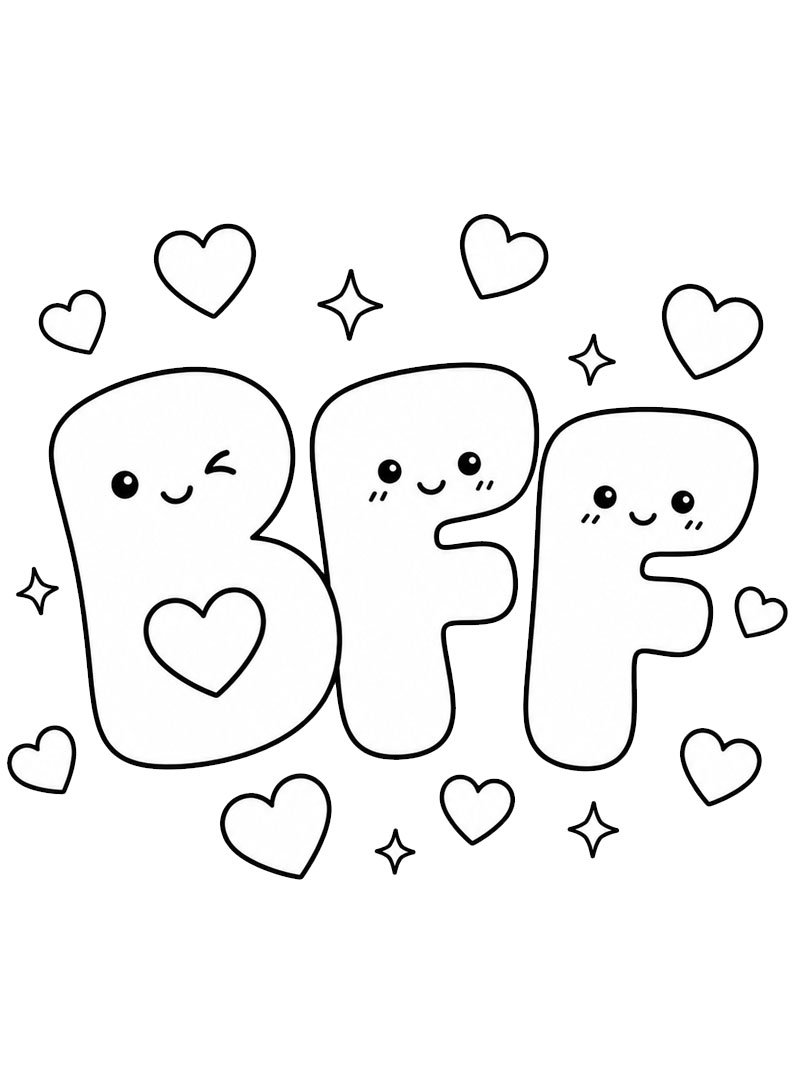 Litere BFF drăguțe de colorat