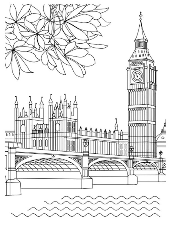 Big Ben, (Elizabeth Tower) de colorat