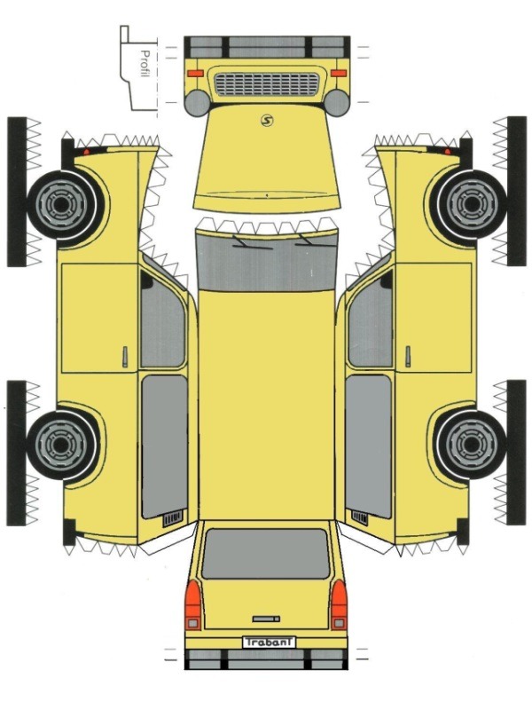 Carton de construit un Trabant 601 de colorat