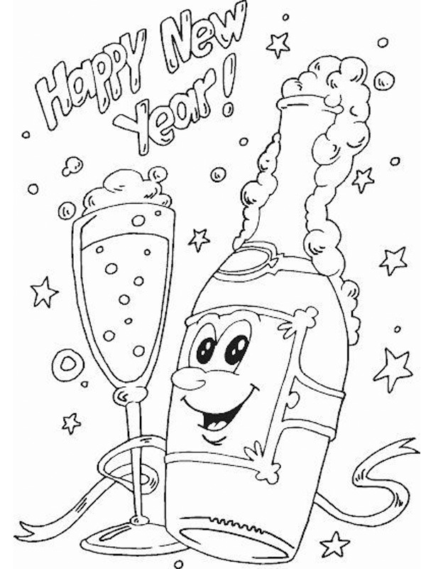 Șampanie (Happy new year) de colorat
