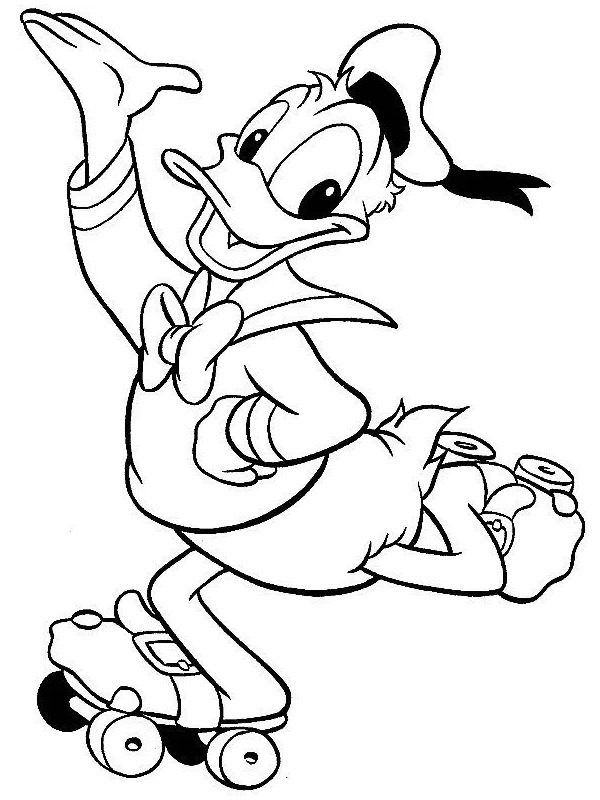 Donald Duck pe patine cu role de colorat