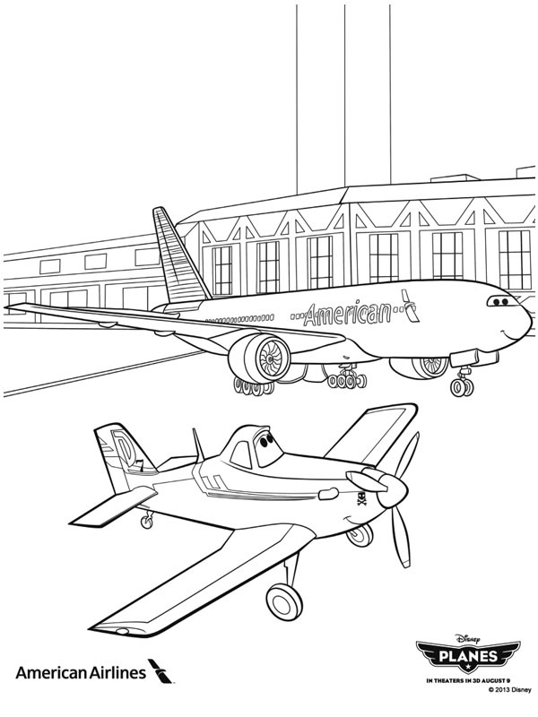 Dusty şi avionul American Airlines de colorat