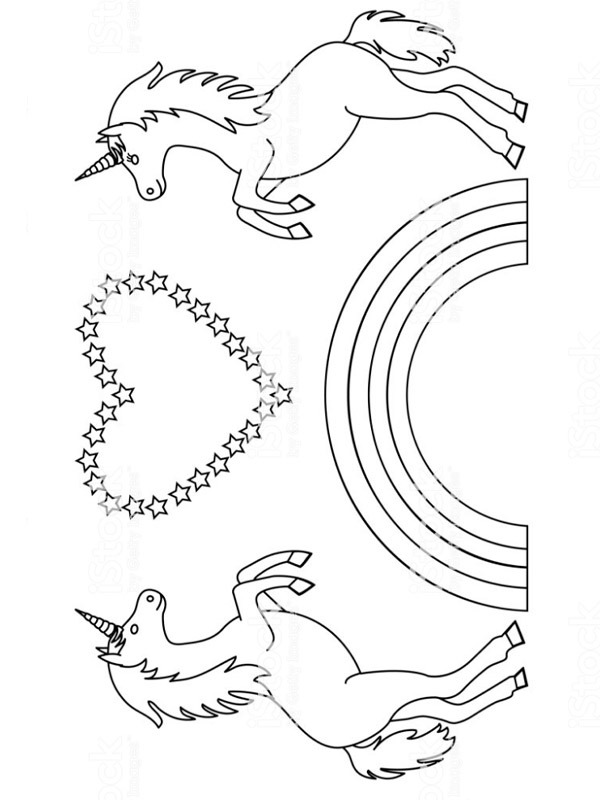 Curcubeu unicorn de colorat