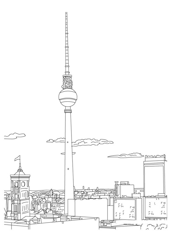 Turnul de televiziune din Berlin de colorat