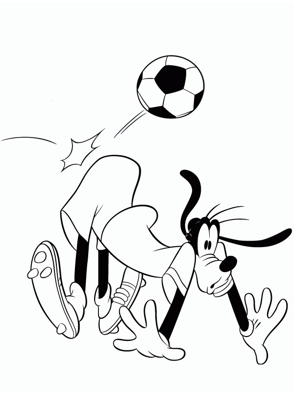 Goofy joacă fotbal de colorat