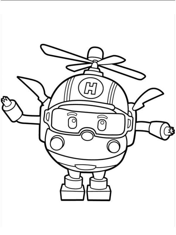 Helly elicopterul (Robocar Poli) de colorat