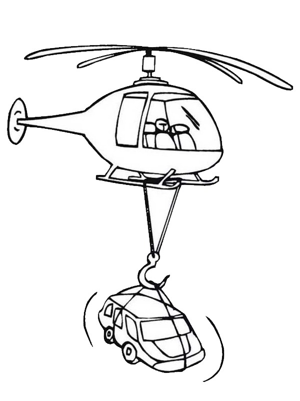 Elicopter ridică o mașină de colorat