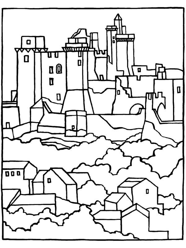 Castelul din Bonaguil de colorat