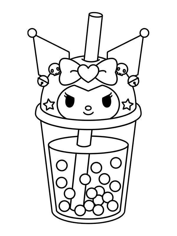 Kuromi Bubble Tea de colorat