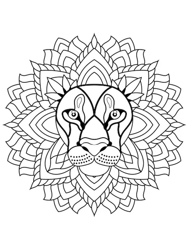Mandala cu leu de colorat