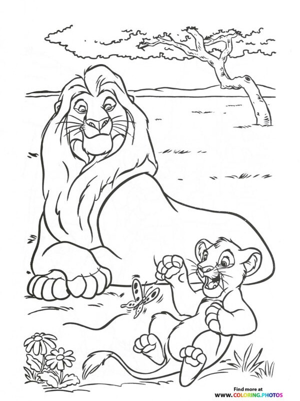 Regele Leilor Mufasa şi Simba de colorat