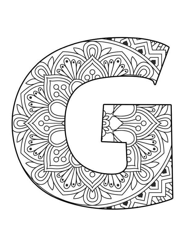 Litera G Mandala de colorat