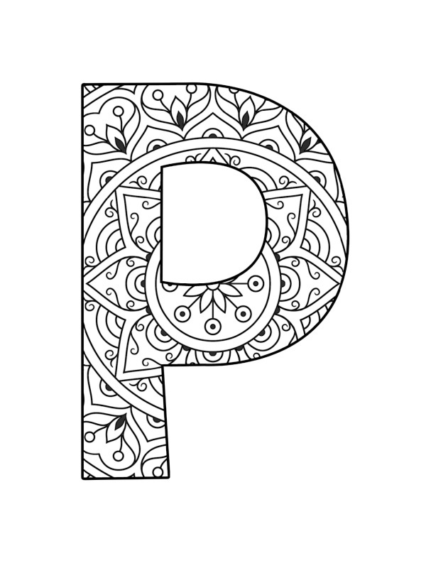 Litera P Mandala de colorat
