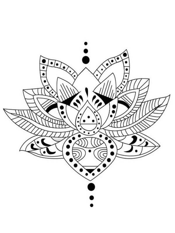 Tatuaj lotus de colorat