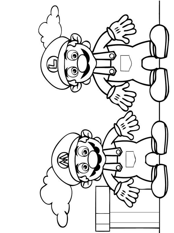 Mario şi Luigi de colorat