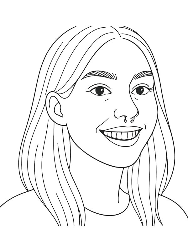 Fată cu piercing &icirc;n nas de colorat