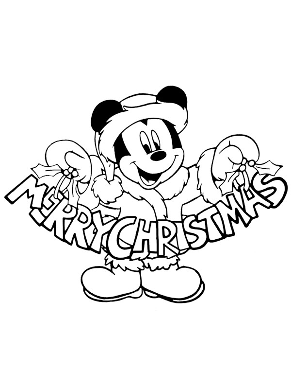 Merry christmas Mickey Mouse de colorat