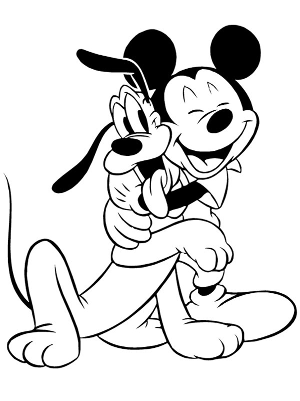 Mickey Mouse și Pluto de colorat