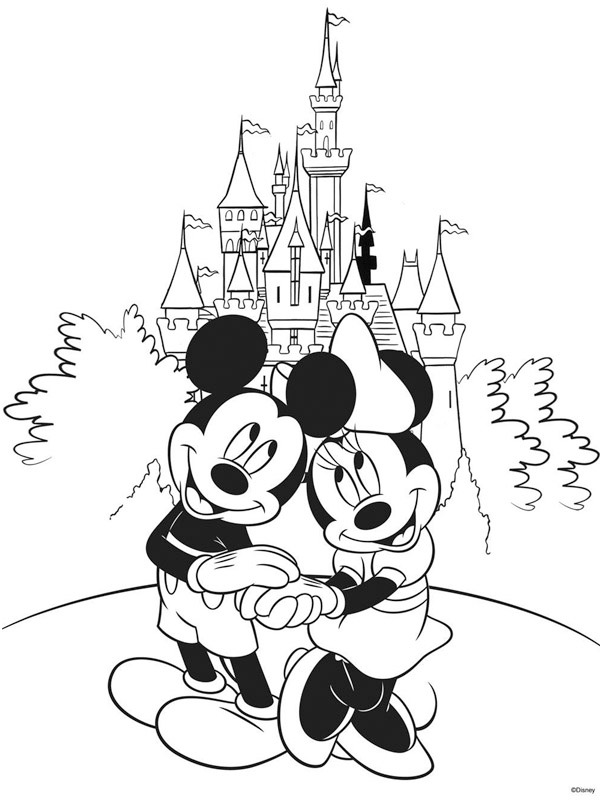 Minnie şi Mickey la DisneyLand de colorat