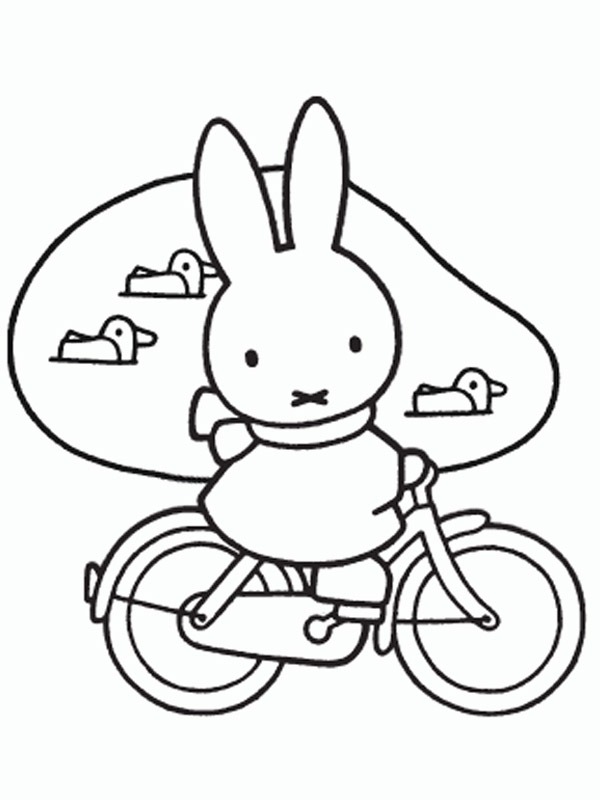Miffy pe bicicletă de colorat