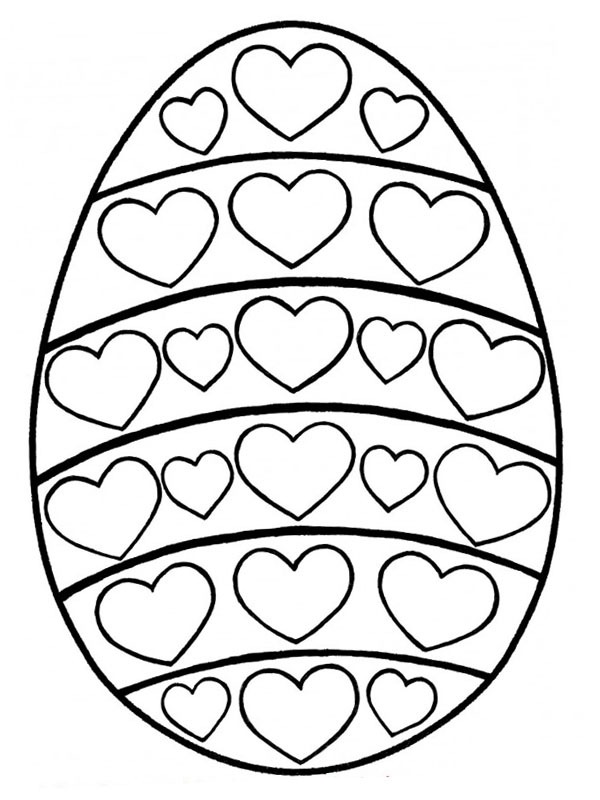 Ou de Paște cu inimioare de colorat