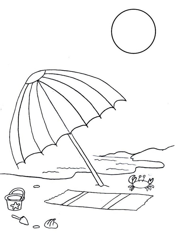 Umbrelă de plajă pe plajă de colorat