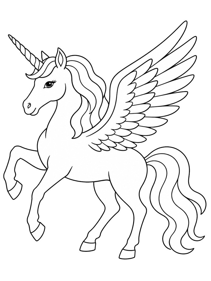 Unicorn Pegas de colorat